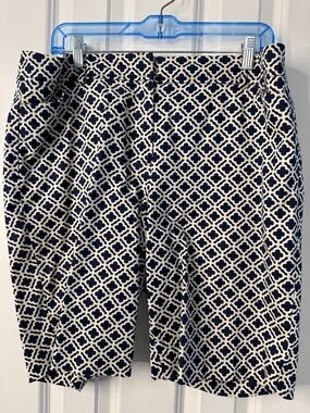Talbots Navy and White Geometric Print Shorts